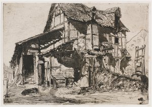 Het onveilige huurhuis. Een van de twaalf etsen uit de natuur De Franse set