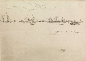 Troepenschepen, uit een set van twaalf etsen getiteld The Naval Review, 1887 door James Abbott McNeill Whistler