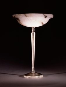 Een verzilverde bronzen tafellamp ontworpen door Jacques-Emile Ruhlmann (1879-1933), ca. 1913 door James Baker (attr. to) Pyne