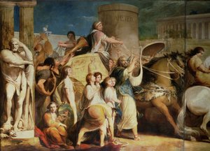 Kroning van de overwinnaars in Olympia, derde in de serie "De vooruitgang van menselijke cultuur en kennis" (detail)
