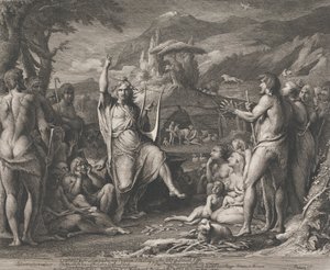 Orpheus onderwijst in theologie (ontwerpen voor de muren van de Grote Kamer van de Society for the Encouragement of the Arts) door James Barry