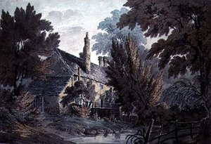 Landschap met huis bij een vijver, 19e eeuw door James Bourne