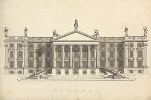 Voltooide Tekening van Ongeïdentificeerd Palladiaans Landhuis