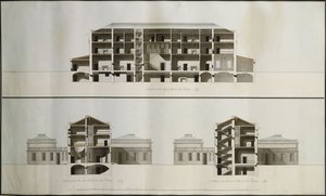 Ontwerpen voor een neoklassiek huis voor Lord Charleville: drie secties