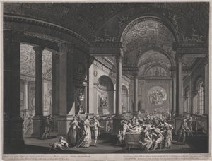 Fête Champêtre, 9 juni 1774 (binnen in de eetzaal) door James Caldwall