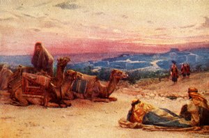 Reizigers rusten buiten Palestina dorp - Handelingen xx 5, ca. 1924