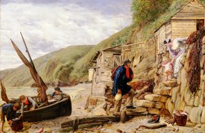 Welkom, Bonny Boot! De Terugkeer van de Visser, scène in Clovelly, Noord-Devon, 1856