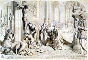 Een incident in het leven van Sint Elizabeth van Hongarije - Compositiestudie, 1850 door James Collinson