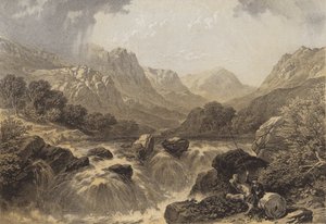 Waterval van de Tummel door James Duffield Harding