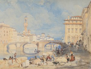 Ponte Santa Trinità, Florence, voor 1832 door James Duffield Harding