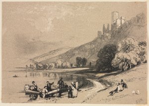 Schetsen thuis en in het buitenland: Ruïnes van Schonberg aan de Rijn door James Duffield Harding