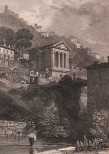 Uitzicht op de Tempel van Clitumnus langs de Clitunno-rivier door James Duffield Harding