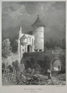 Pittoreske en romantische reizen in het oude Frankrijk. Franche-Comté: Uitzicht op het Kasteel van Frasne door James Duffield Harding