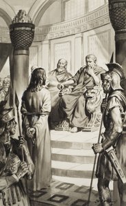 Christus voor Pontius Pilatus (gouache op papier) door James Edwin McConnell
