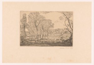 Landschap met populieren aan het water door James Ensor