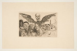 De zeven hoofdzonden gedomineerd door de dood, uit de portfolio Les péchés capitaux door James Ensor