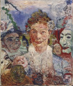 Oude Dame met Maskers, 1889 door James Ensor