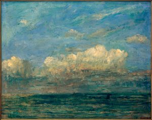 Zeegezicht met witte wolk