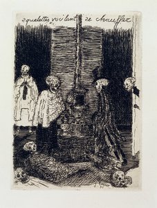 Skeletten proberen zichzelf op te warmen door James Ensor