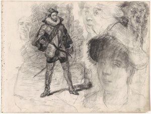 Spaanse soldaat en vier gezichten door James Ensor