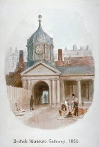 Poort naar het oude British Museum Montague House, Bloomsbury, Londen, 1850