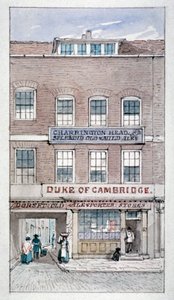 Uitzicht op de Duke of Cambridge Tavern, Shoe Lane, City of London, c. 1840 door James Findlay