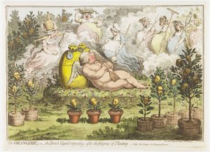 De Orangerie: De Hollandse Cupido, uitrustend van de vermoeienissen van het planten, 1796