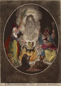 Een Fantasmagorie; - Scène - Het oproepen van een gewapend skelet, 5 januari 1803