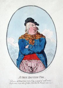 Een echte Britse zeeman, gepubliceerd door Hannah Humphrey in 1795 (handgekleurde ets) door James Gillray