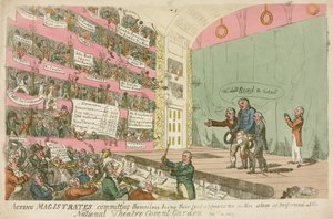 Optredende Magistraten die zichzelf veroordelen, hun eerste optreden in het National Theatre Covent Garden, 1809