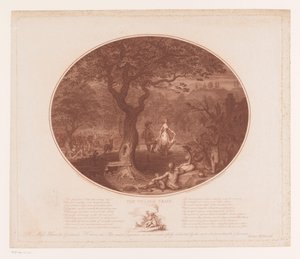 Dansende man en vrouw onder een boom door James Gillray