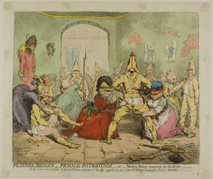 Flanellen pantser; vrouwelijk patriottisme door James Gillray