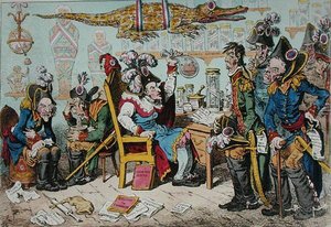 Franse Generaals Met Pensioen Vanwege Hun Gezondheid met Lepaux Voorzitter in de Directoriale Apotheek door James Gillray