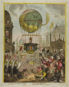 Hij stuurt zijn vlucht door James Gillray