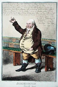 Onafhankelijkheid, of Tyrwhitt Jones, uitgegeven door Hannah Humphrey in 1799 door James Gillray