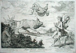 John Bull Triumphant, uitgegeven door William Humphrey in 1780 door James Gillray