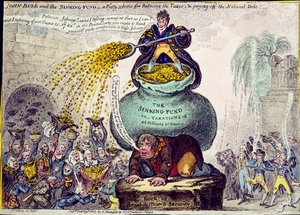 John Bull en het zinkfonds of een mooi plan om belastingen te verlagen en de staatsschuld af te betalen, gepubliceerd door Hannah Humphrey in 1807