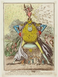 Midas, verandert alles in papier door James Gillray
