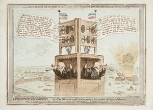 Oppositie Telegrafen, of De Kleine Tweedeziende Advocaat Geeft een Waar Voorbeeld van Patriottische Informatie, 21 juni 1798 door James Gillray