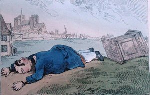 De val van Dagon, of zeldzaam nieuws voor Leadenhall Street, gepubliceerd door William Humphrey in 1784 door James Gillray