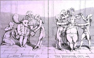 De Minister In - De Minister Uit door James Gillray