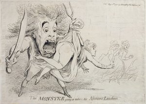 Het monster gaat zijn middagmaaltijd nemen, uitgegeven door Hannah Humphrey in 1790