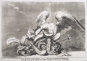 De gier van de grondwet, gepubliceerd door Hannah Humphrey in 1789