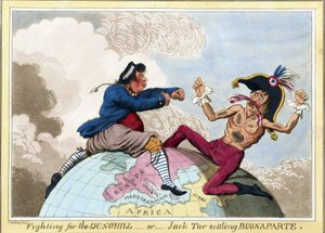 De strijd om de Mesthopen of Jack Tar (vertegenwoordigt de mannen van de Britse marine) tegen Napoleon Bonaparte (1769-1821)