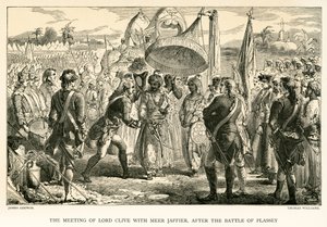 De ontmoeting van Lord Clive met Meer Jaffier, na de slag bij Plassey door James Godwin