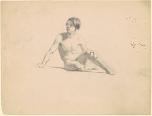 Zittende Mannelijke Naakt [recto] door James Goodwyn Clonney