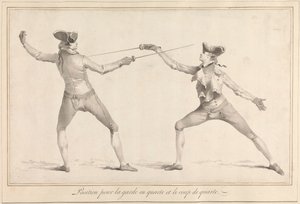 Positie voor de garde in quarte en de slag van quarte door James Gwin