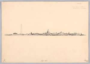Washington Skyline, ontwerp voor Washington Board of Trade Dinner, 13 mei 1908 door James Henry Moser