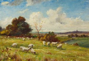 Een pastorale, ca. 1910 (schilderij) door James Hey Davies