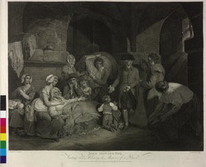 John Howard bij bezoek aan een gevangenis door James Hogg